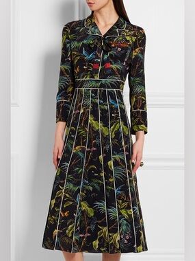 Gucci Embellished Printed Silk Crêpe de Chine Midi Dress - IT 40